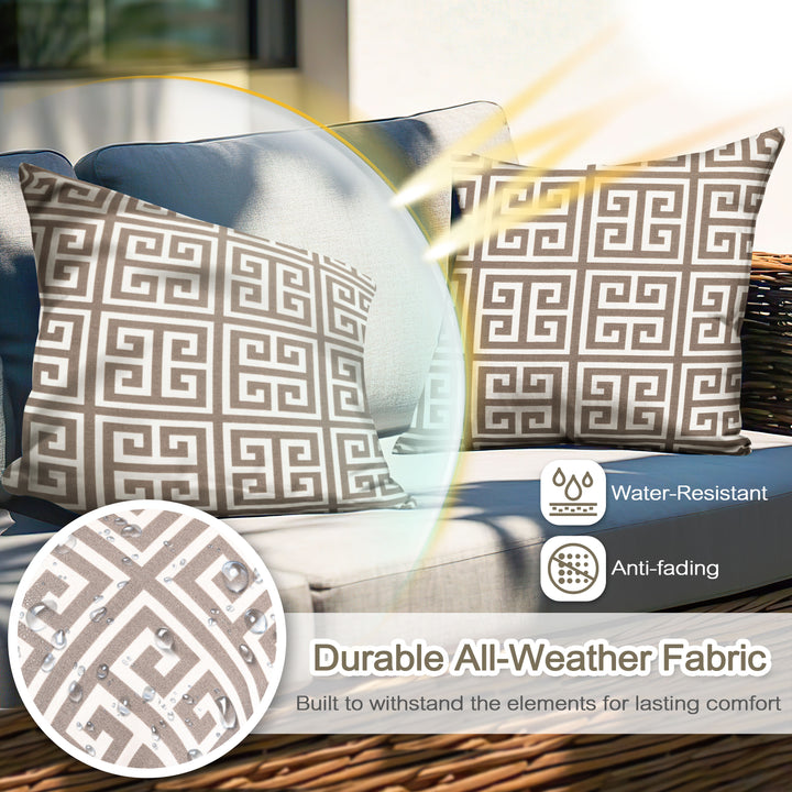 Outdoor Patio Water-Resistant Throw Pillows Set of 2, Meander Pattern
