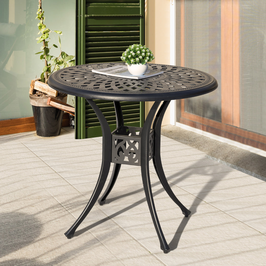 30 x 30 aluminum patio table with umbrella hole 30" Aluminum Dining Table CT005BP | black, aluminum, weather resistant, umbrella-hole
