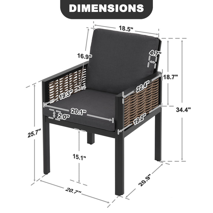 Outdoor 2-Piece Aluminum Dining Chairs with Gray Cushions