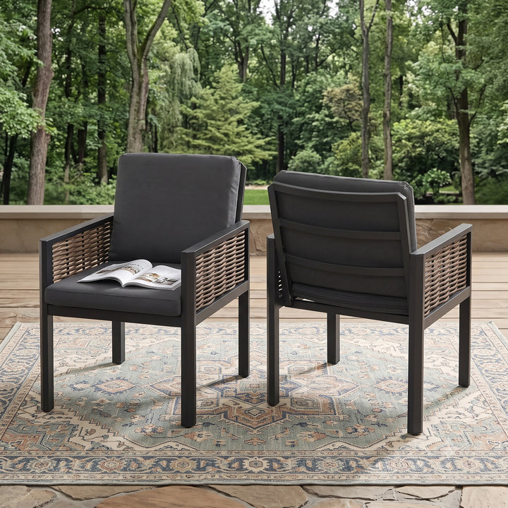 Outdoor 2-Piece Aluminum Dining Chairs with Gray Cushions