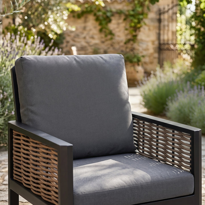 Outdoor 2-Piece Aluminum Dining Chairs with Gray Cushions