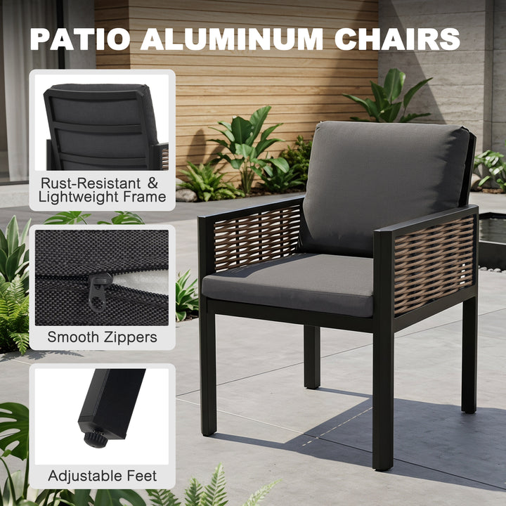 Outdoor 2-Piece Aluminum Dining Chairs with Gray Cushions