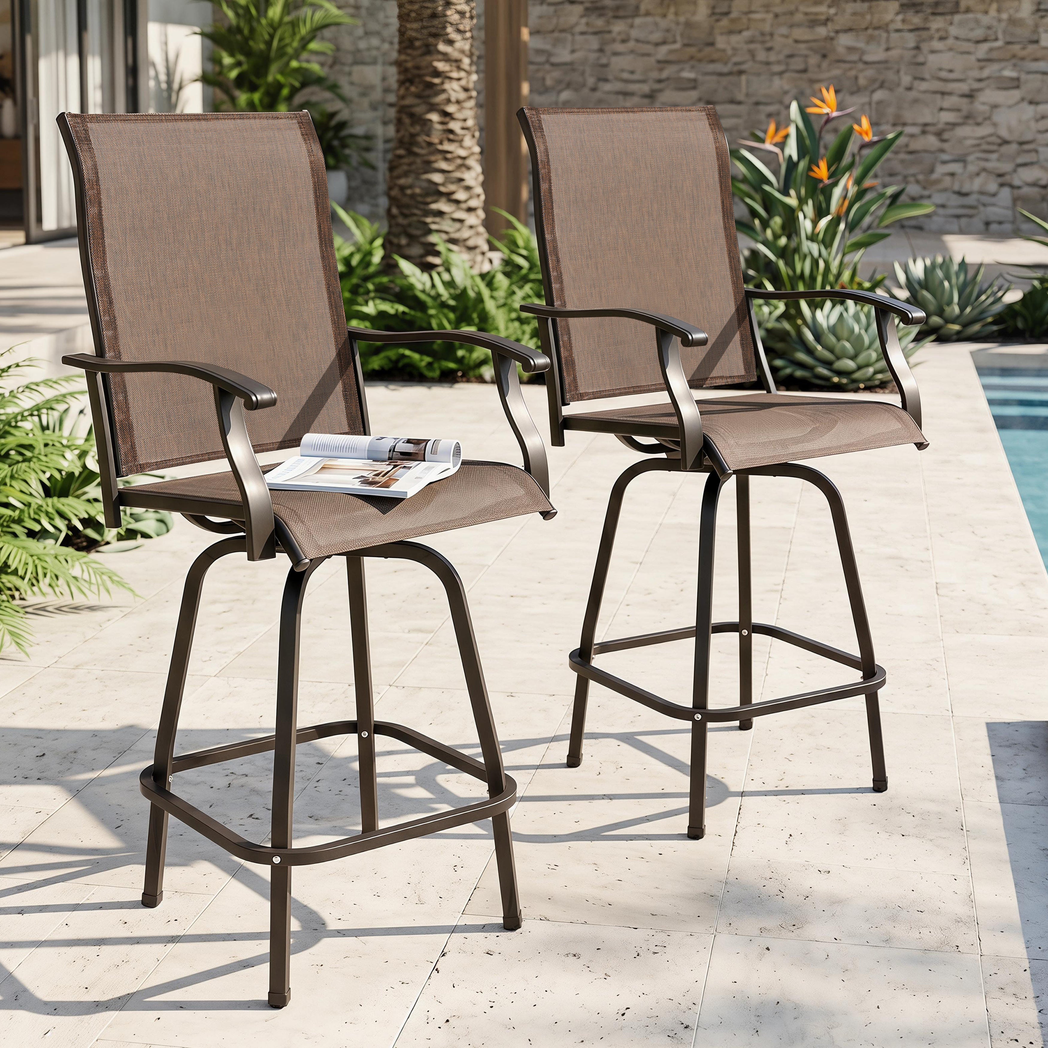Nuu Garden 2Pcs Swivel Bar Stools DB137J | black, aluminum