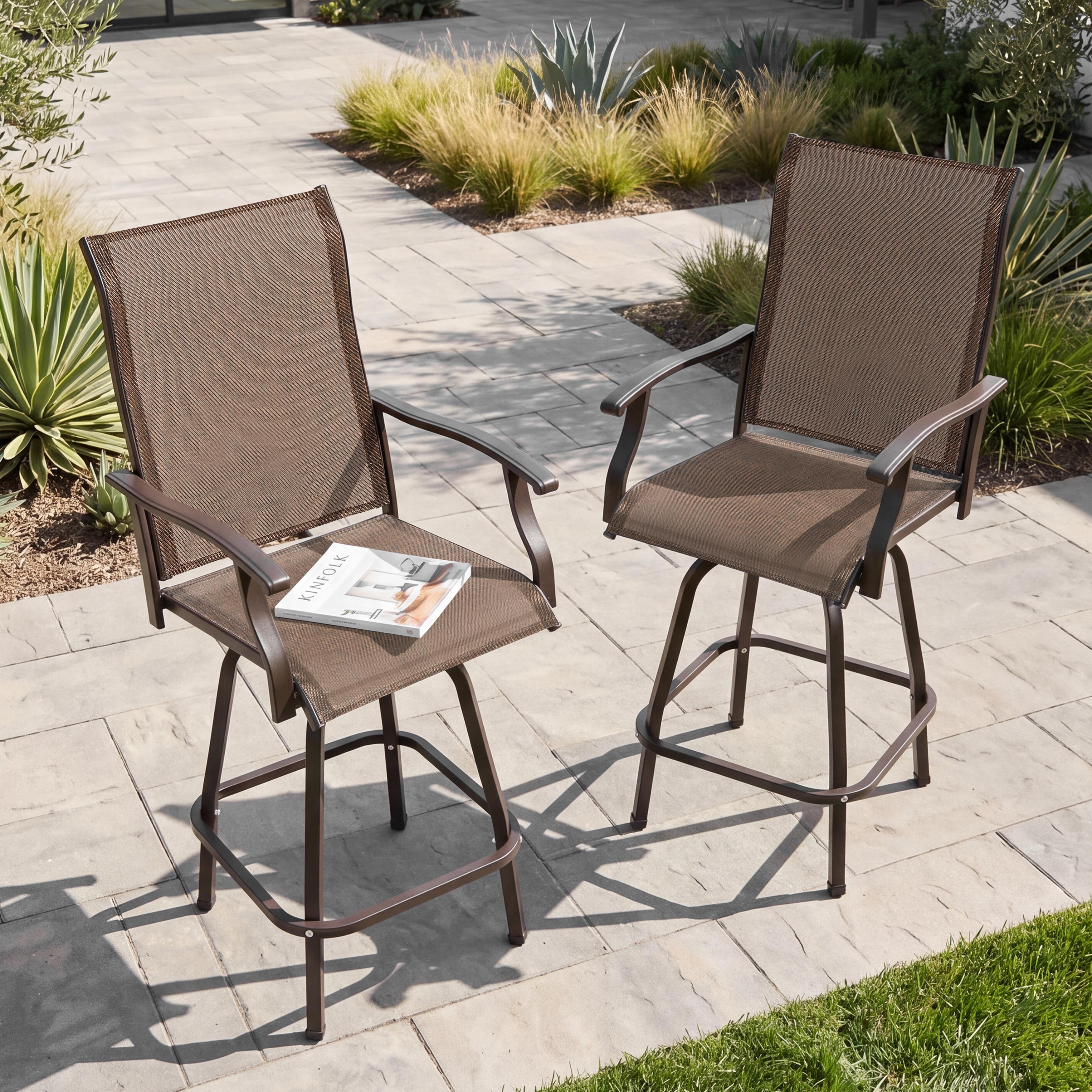 Nuu Garden 2Pcs Swivel Bar Stools DB137J | black, aluminum