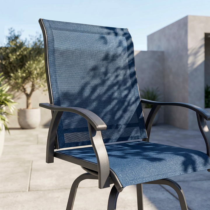 Outdoor 2-Piece Textilene Swivel Bar Stool Set with High Backrest