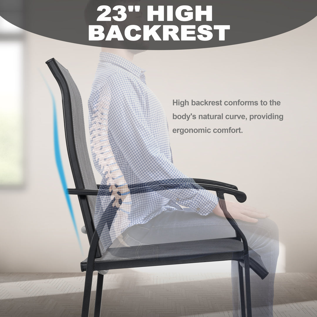 2 Piece Outdoor Patio Bar Stools, All-Weather Textilene High Bar Stools  with Powder-Coated Iron Frame