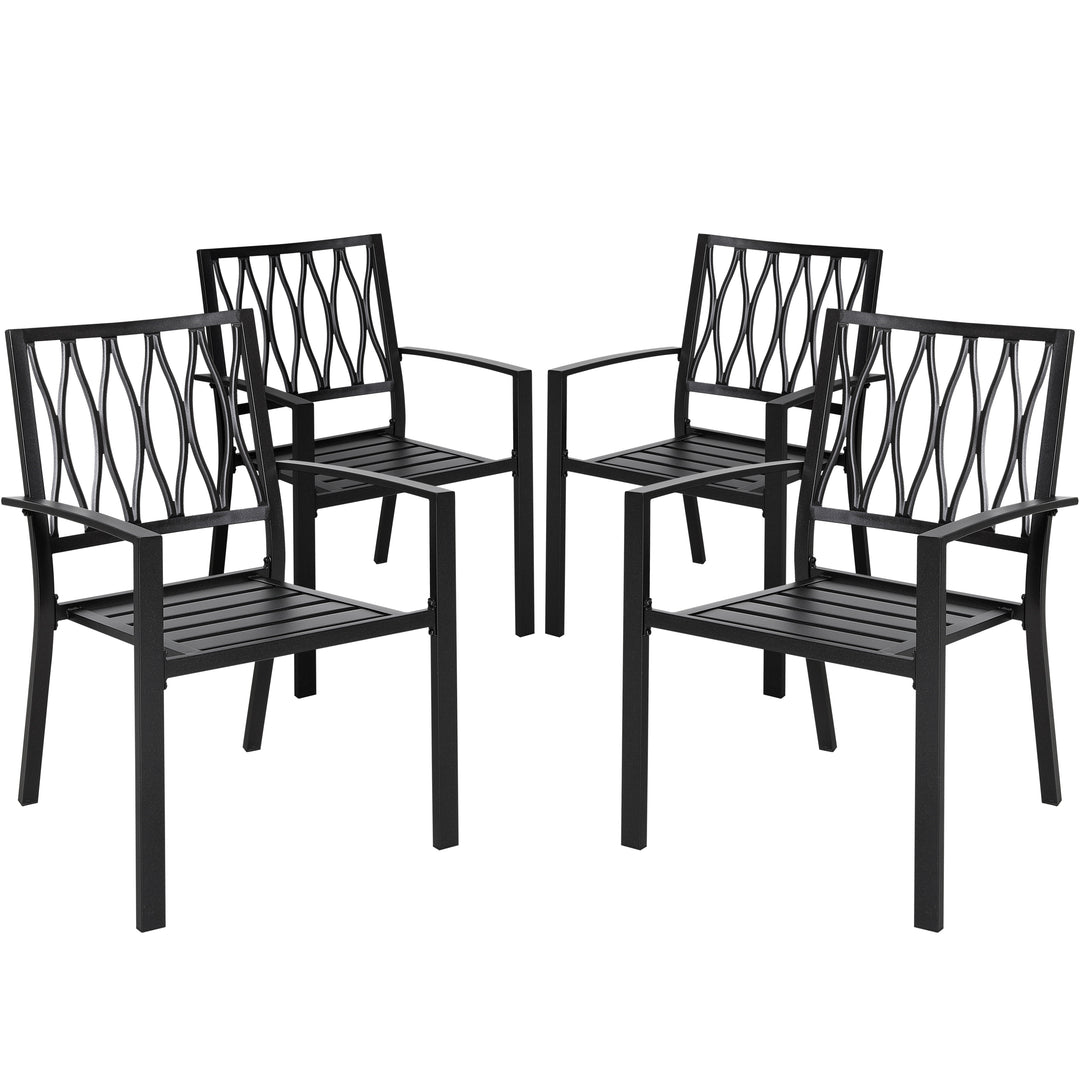 Outdoor 4-Piece Patio Chair Set, Iron Finish, Black with Gold Speckles