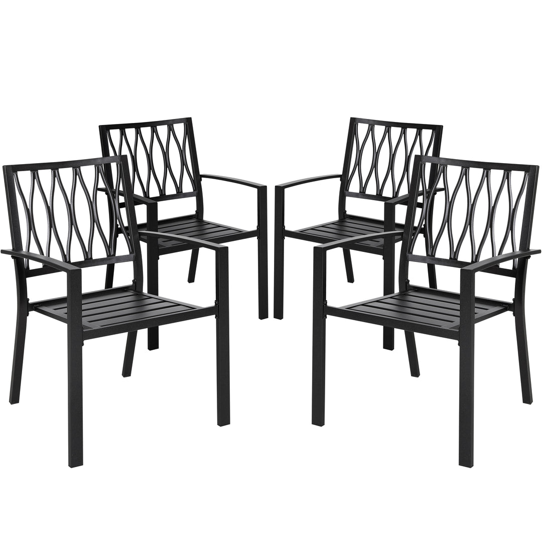 Outdoor Patio Chair Set, Iron Finish, Black