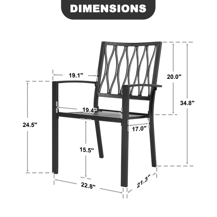 Outdoor Patio Chair Set, Iron Finish, Black