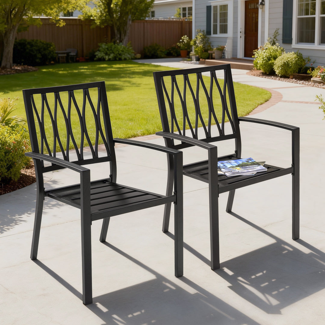 Outdoor Patio Chair Set, Iron Finish, Black