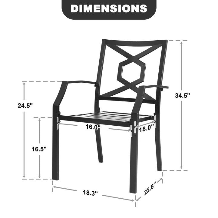 Outdoor Patio Chair Set, Weather-Resistant Iron Frame, Powder-coated Finish for Indoor and Outdoor Space, Patio, Deck, Garden, Backyard, Balcony, Black