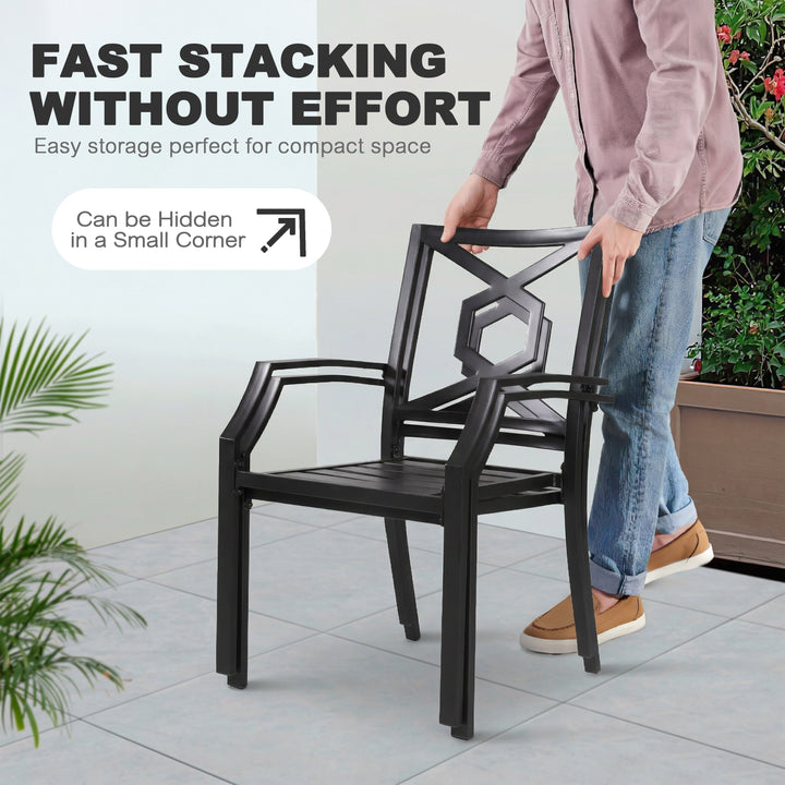 Outdoor Patio Chair Set, Weather-Resistant Iron Frame, Powder-coated Finish for Indoor and Outdoor Space, Patio, Deck, Garden, Backyard, Balcony, Black