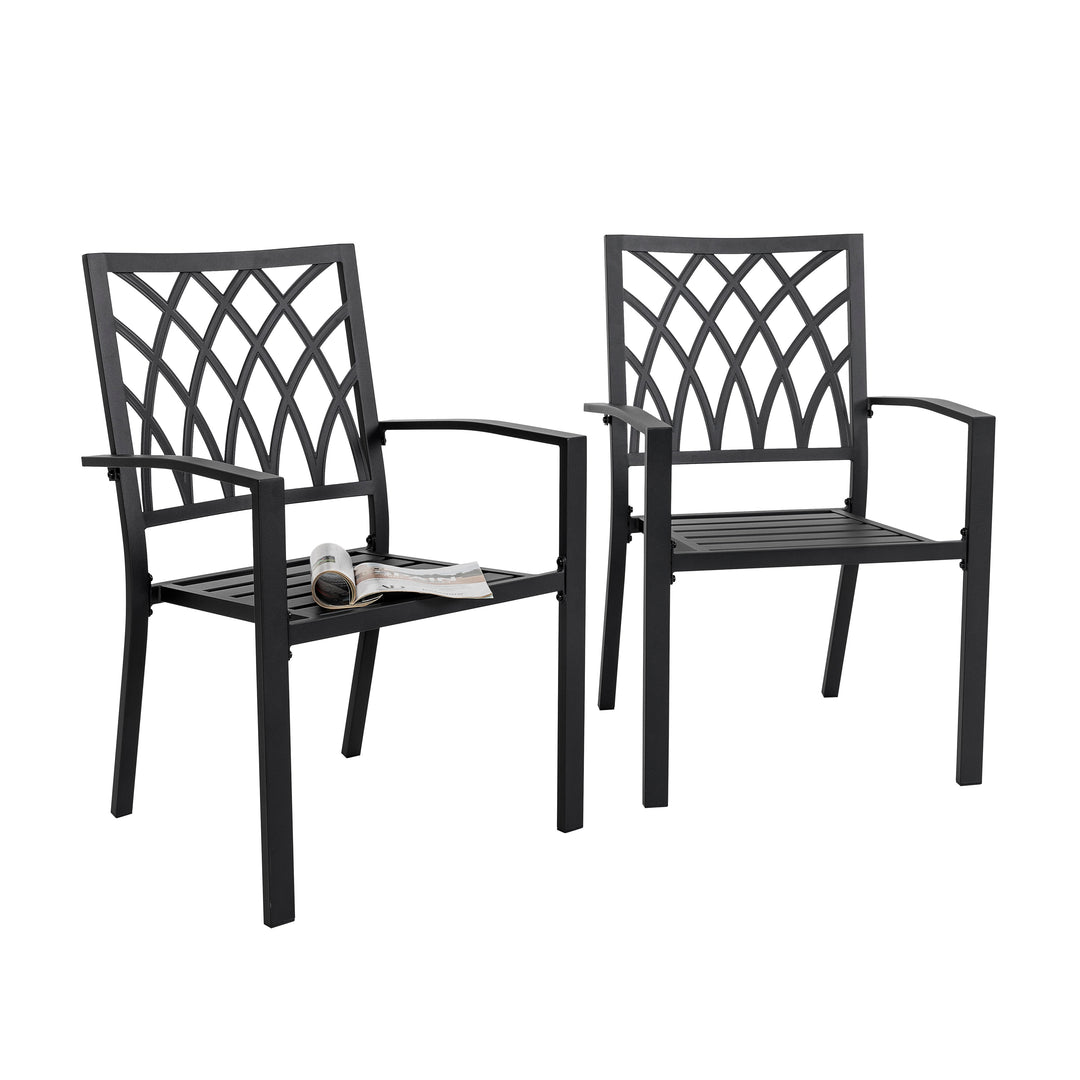 Nuu Garden Outdoor 2-Piece Patio Chair Set, Powder-coated Iron, Black