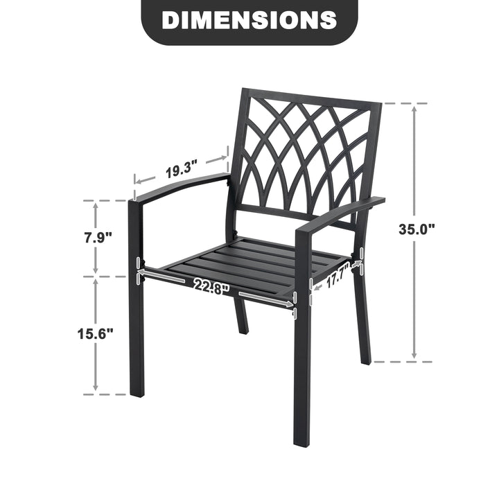 Nuu Garden Outdoor Patio Chair Set, Powder-coated Iron, Black