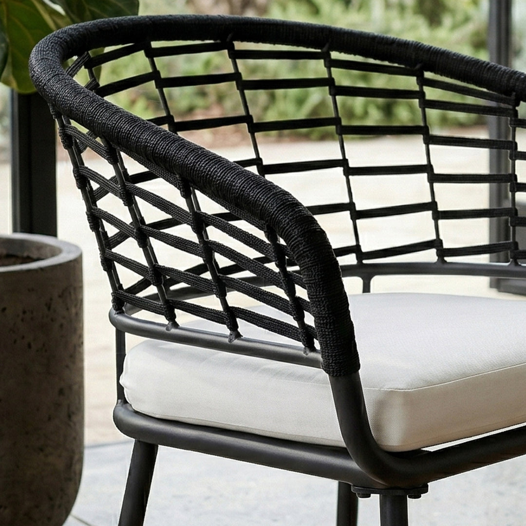 Outdoor Patio Woven Rope Chairs with 2.4" Thick Cushions, Beige