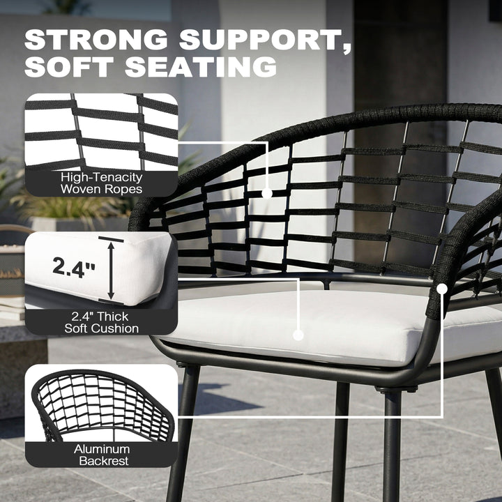 Outdoor Patio Woven Rope Chairs with 2.4" Thick Cushions, Beige