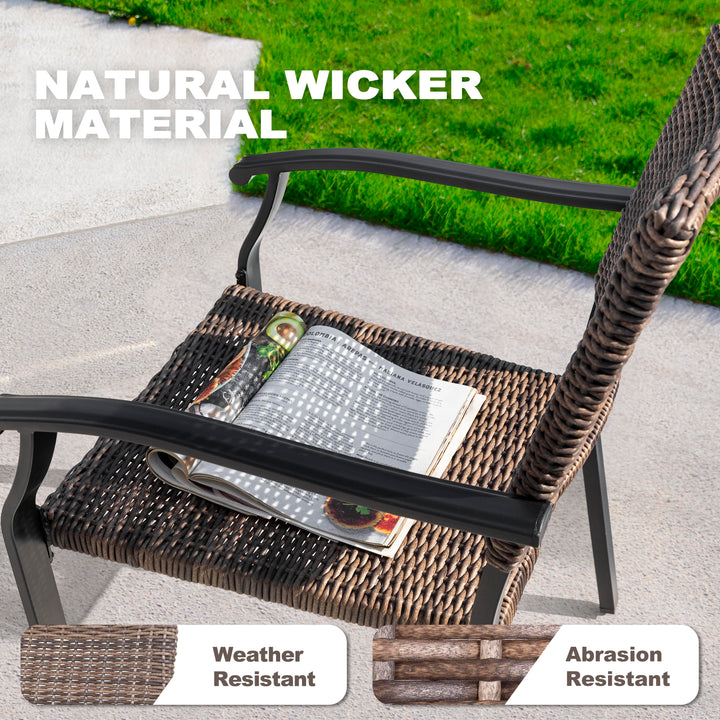 2 Piece Patio Chairs, Outdoor Patio Iron Dining Chairs, All-Weather Wicker Material, Black