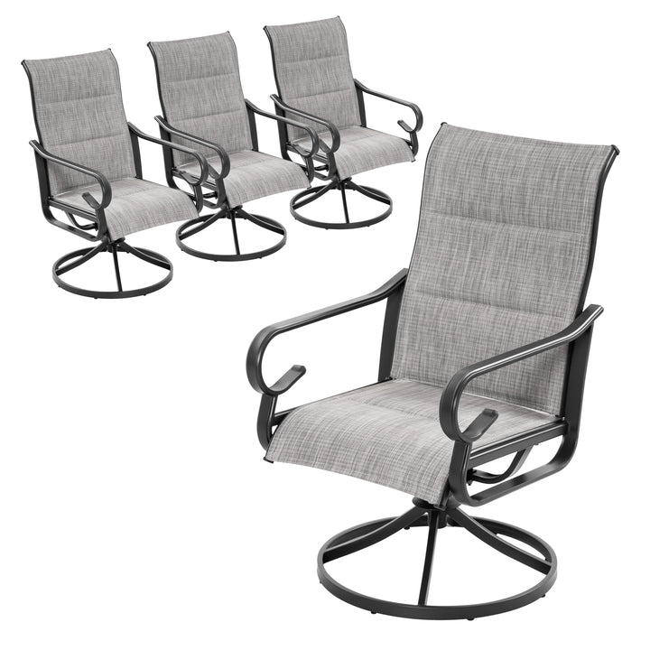 Patio Swivel Dining Chairs Set of 4, Light Gray