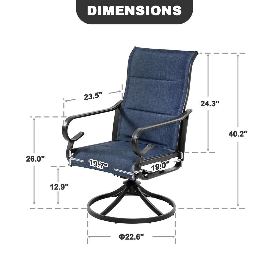 Patio Swivel Dining Chairs Set of 4, Blue