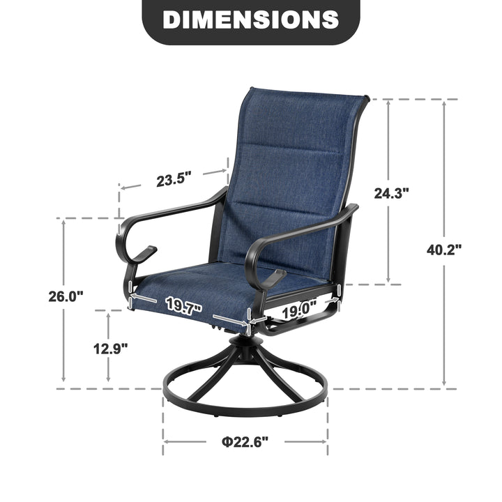Patio Swivel Dining Chairs Set of 4, Blue