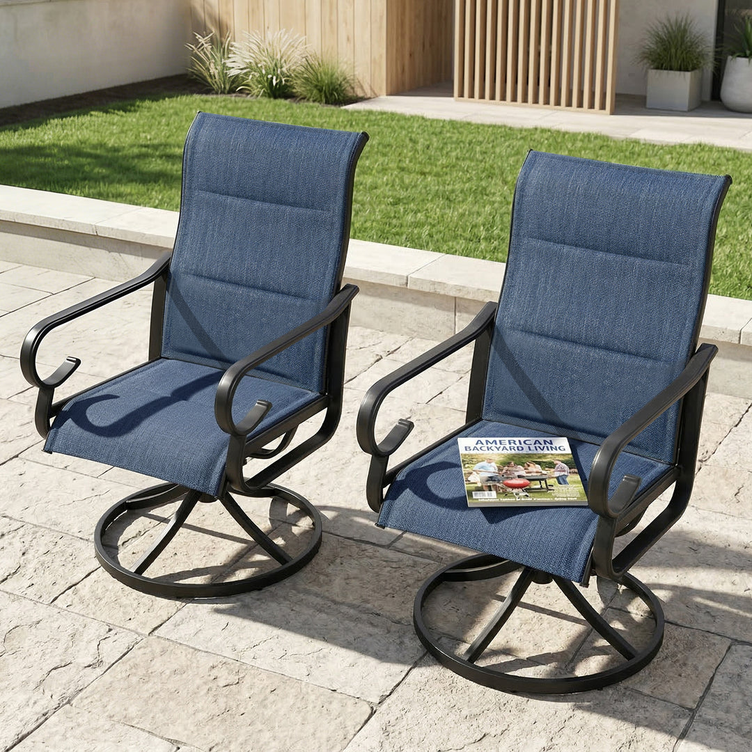 Patio Swivel Dining Chairs Set of 4, Blue