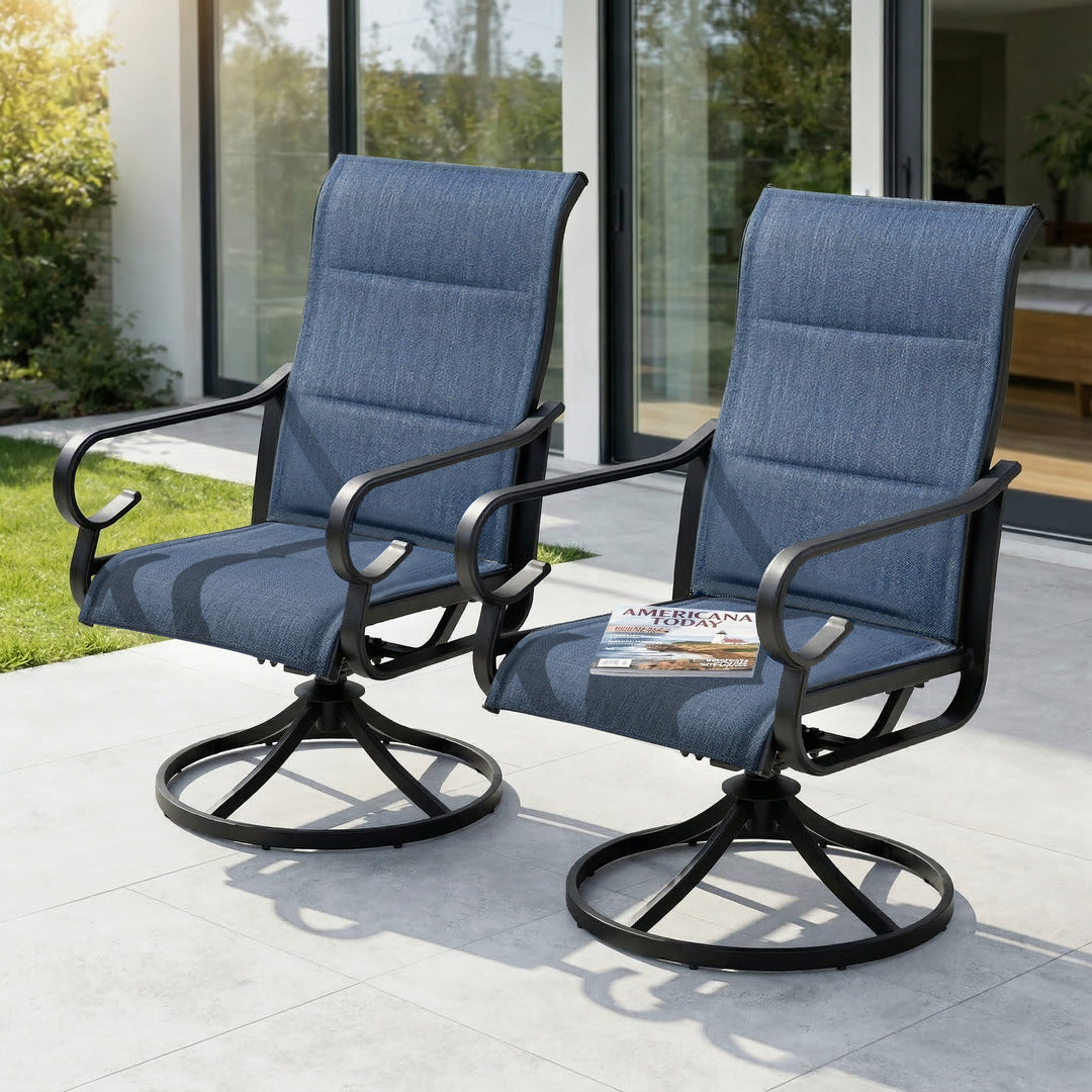 Patio Swivel Dining Chairs Set of 4, Blue