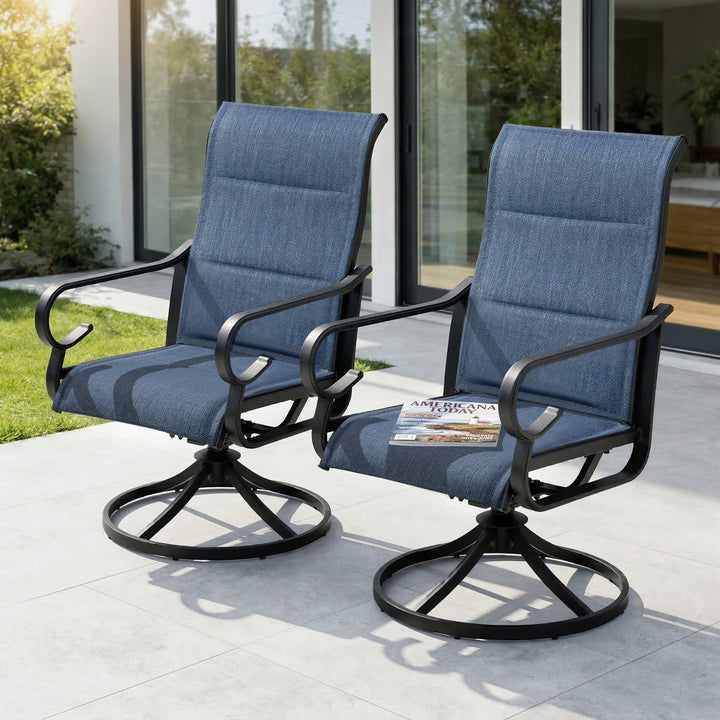 Patio Swivel Dining Chairs Set of 4, Blue