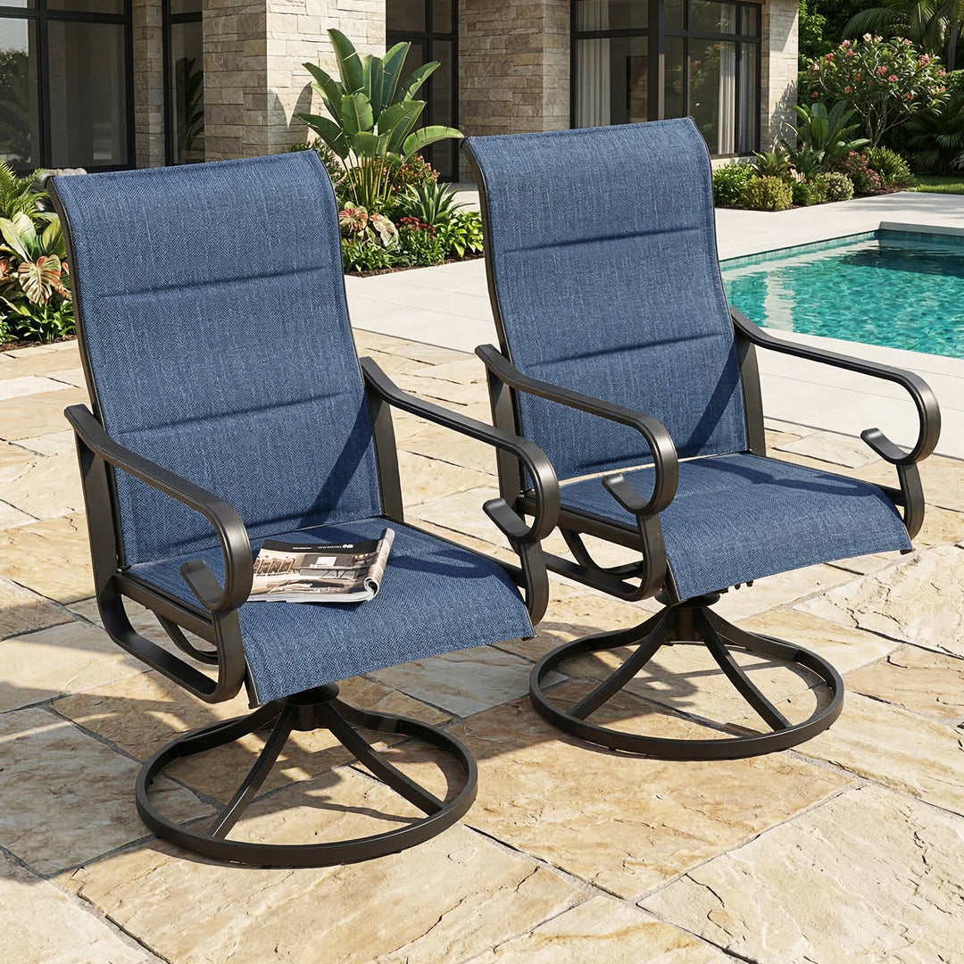 Patio Swivel Dining Chairs Set of 4, Blue