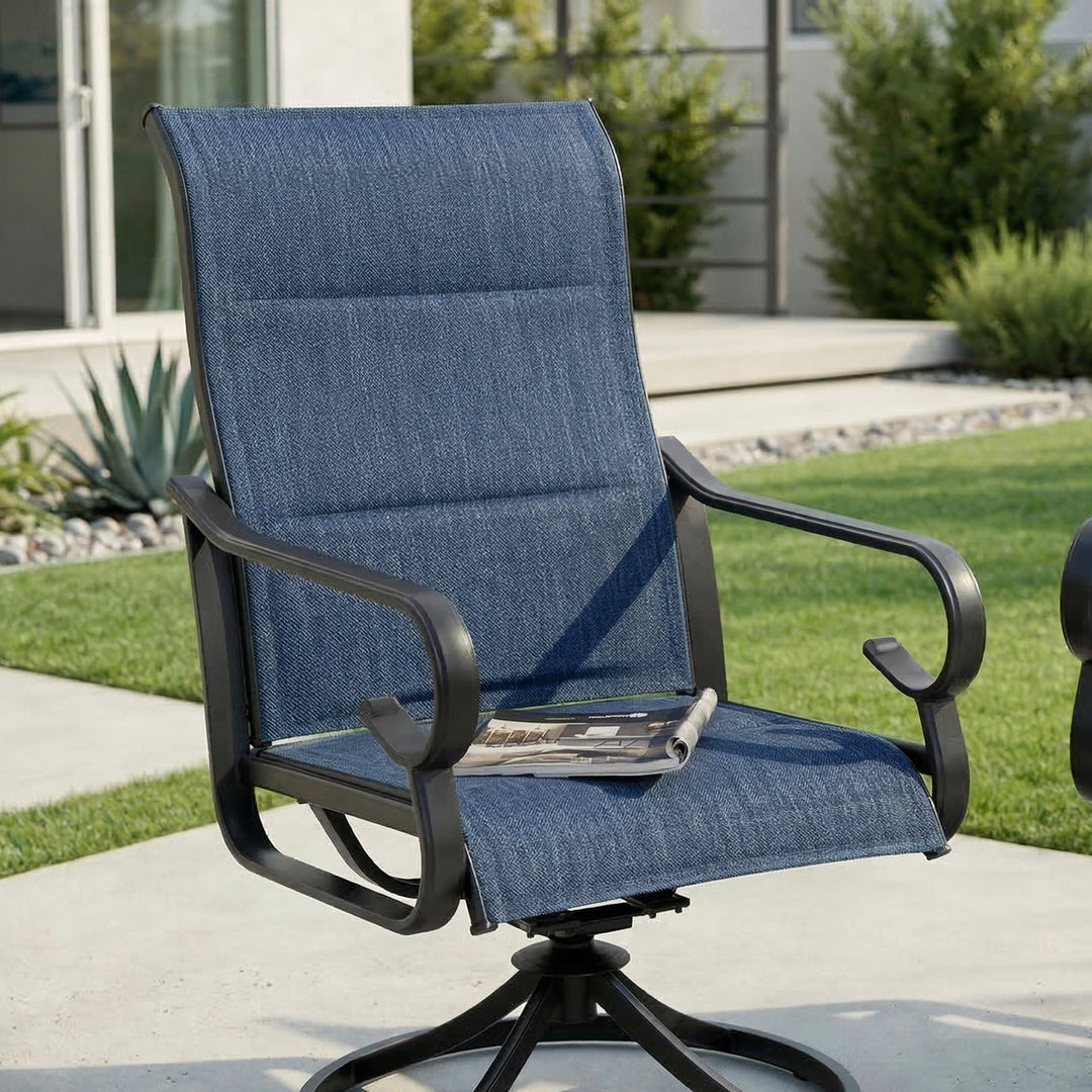 Patio Swivel Dining Chairs Set of 4, Blue