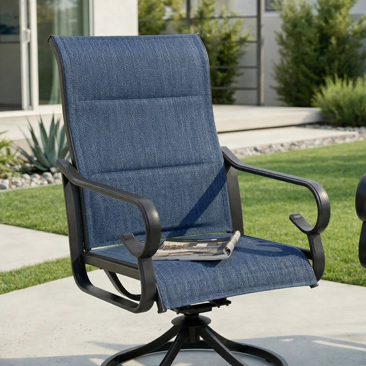 Patio Swivel Dining Chairs Set of 4, Blue