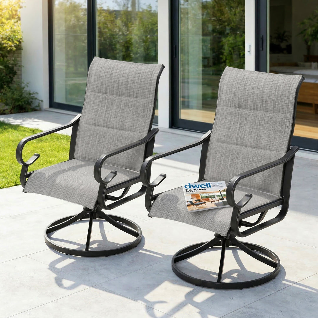 Patio Swivel Dining Chairs Set of 4, Light Gray