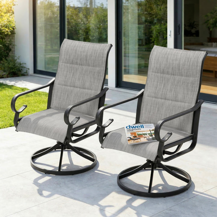 Patio Swivel Dining Chairs Set of 4, Light Gray
