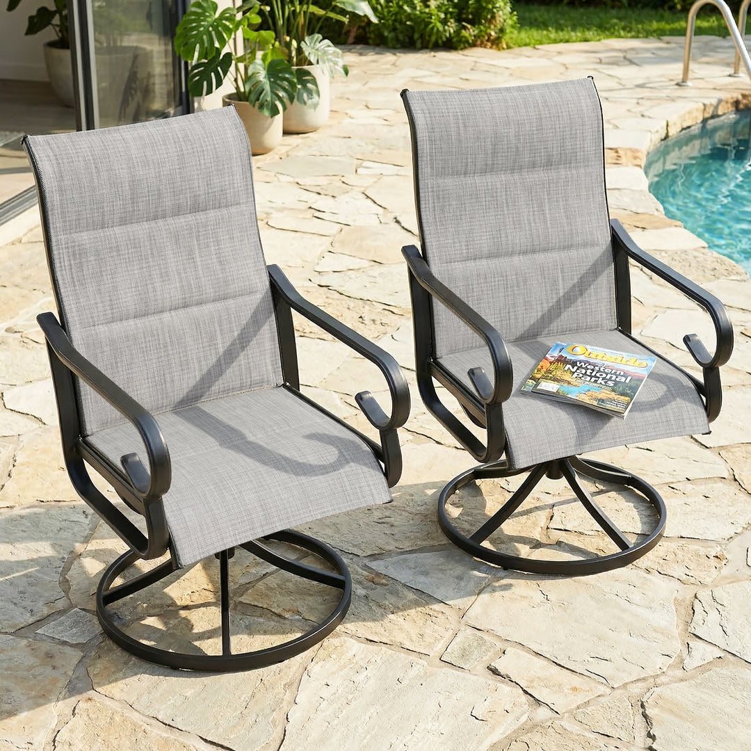 Patio Swivel Dining Chairs Set of 4, Light Gray