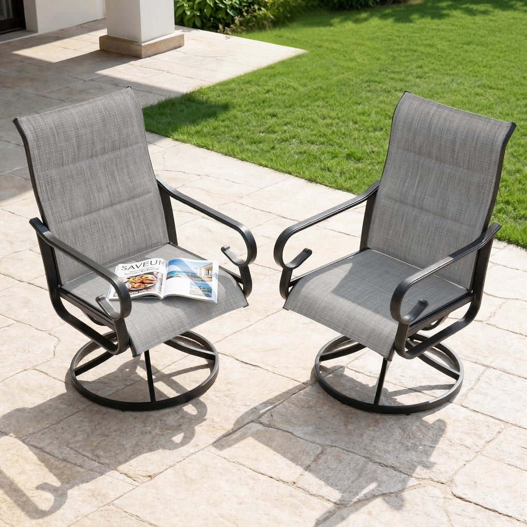 Patio Swivel Dining Chairs Set of 4, Light Gray