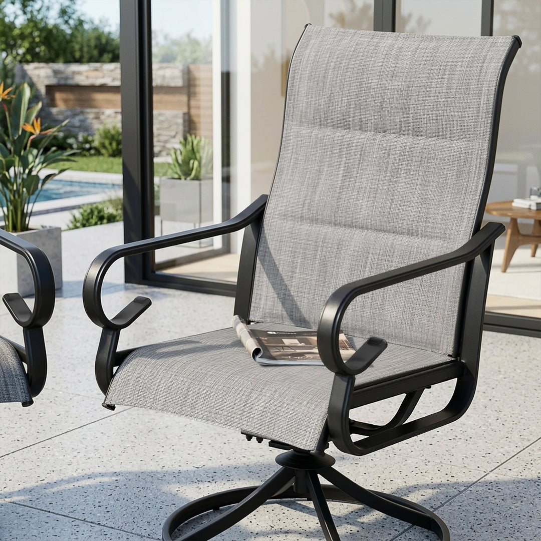 Patio Swivel Dining Chairs Set of 4, Light Gray