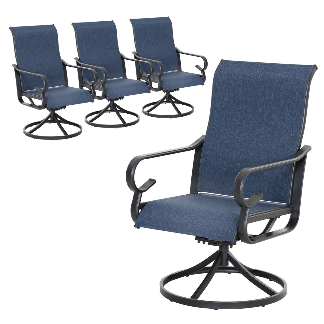 Patio Swivel Dining Chairs Set of 4, Blue