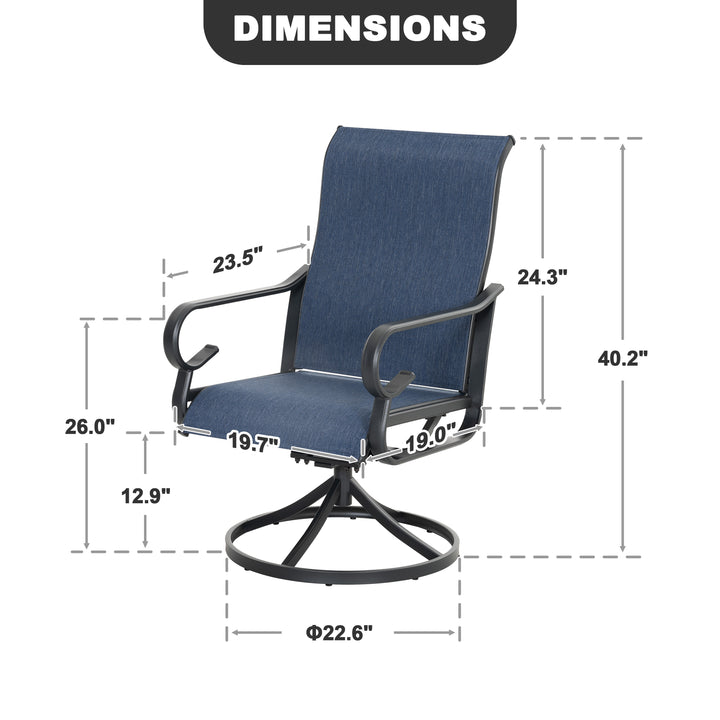 2-Piece Textilene Patio Dining Chairs with Swivel Base, High Backrest