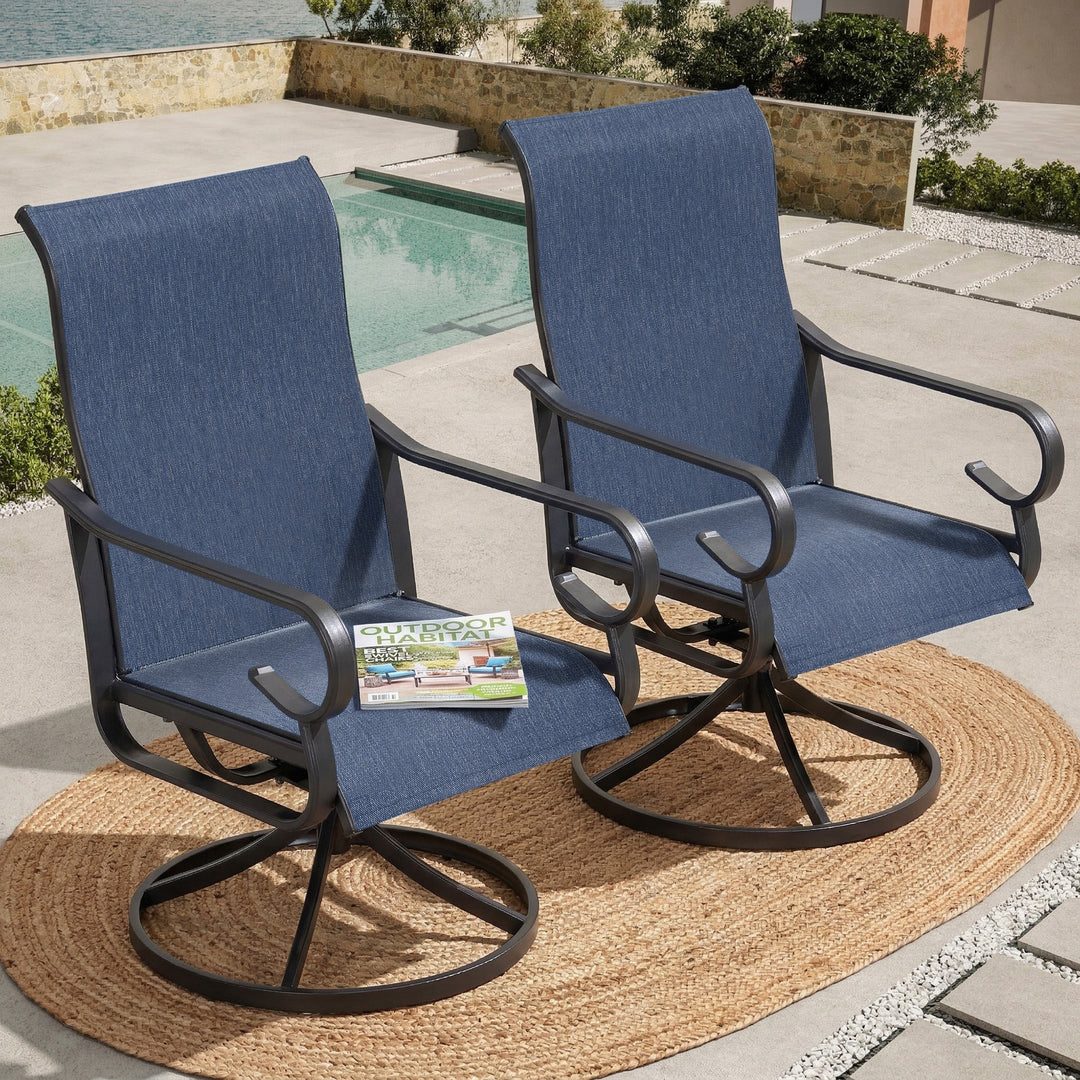 2-Piece Textilene Patio Dining Chairs with Swivel Base, High Backrest