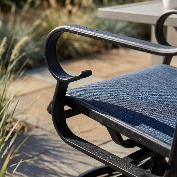 2-Piece Textilene Patio Dining Chairs with Swivel Base, High Backrest
