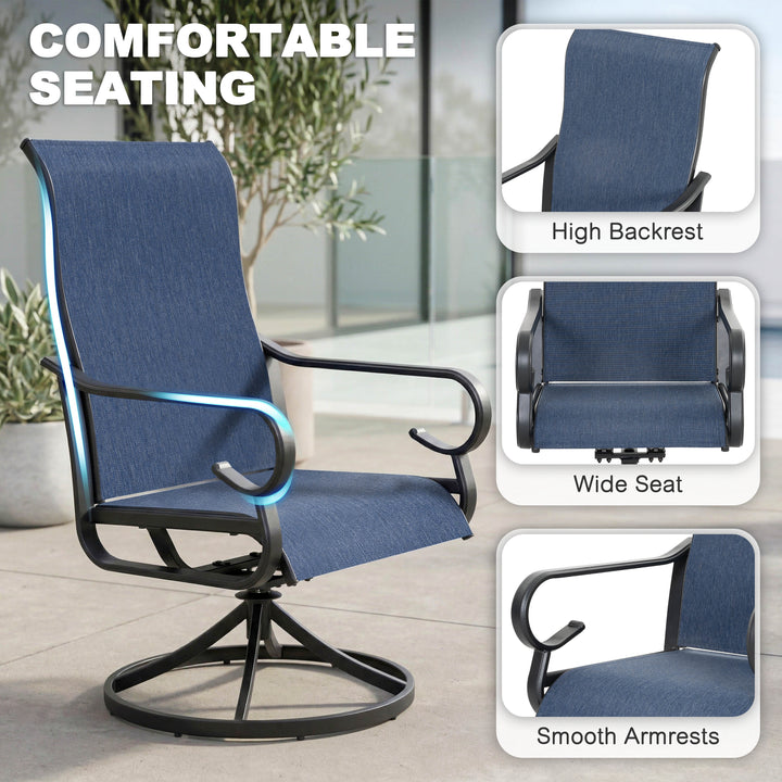 2-Piece Textilene Patio Dining Chairs with Swivel Base, High Backrest