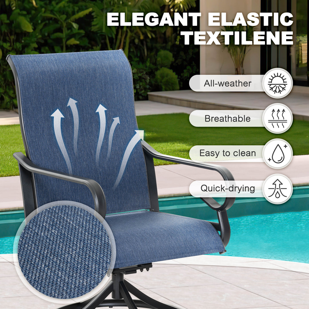 2-Piece Textilene Patio Dining Chairs with Swivel Base, High Backrest