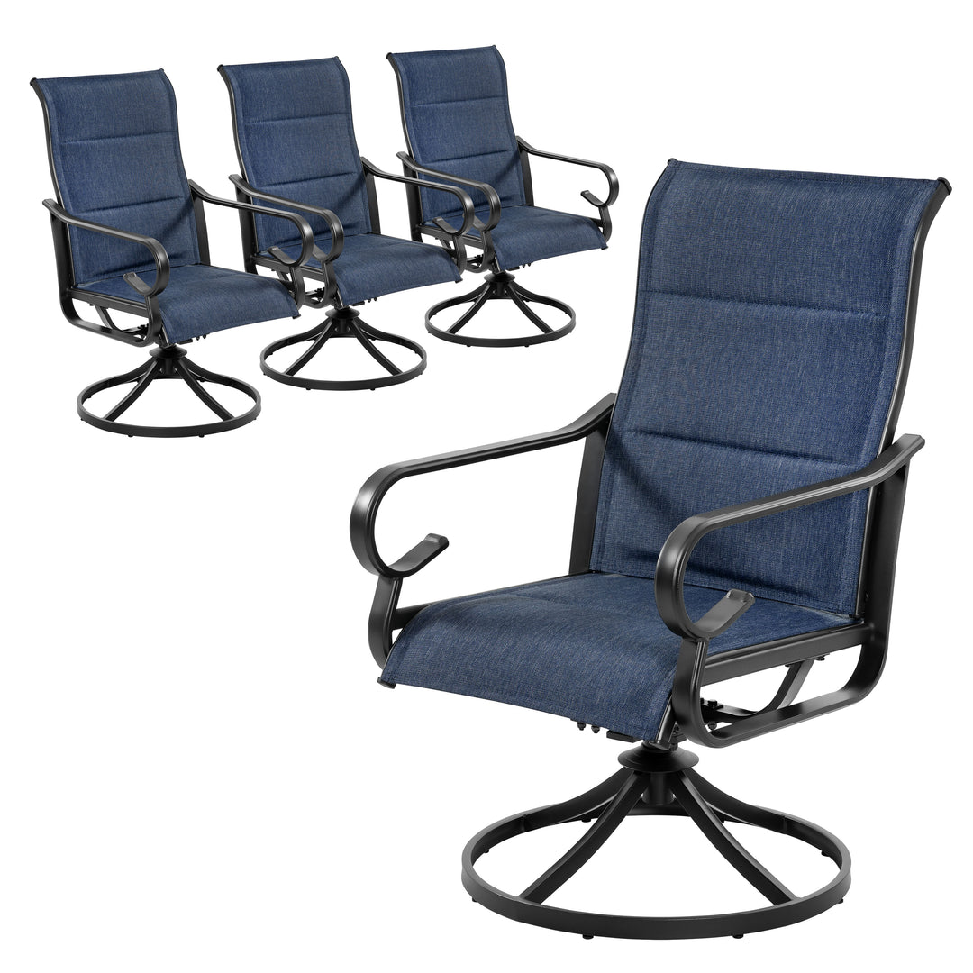 Patio Swivel Dining Chairs Set of 4, Blue
