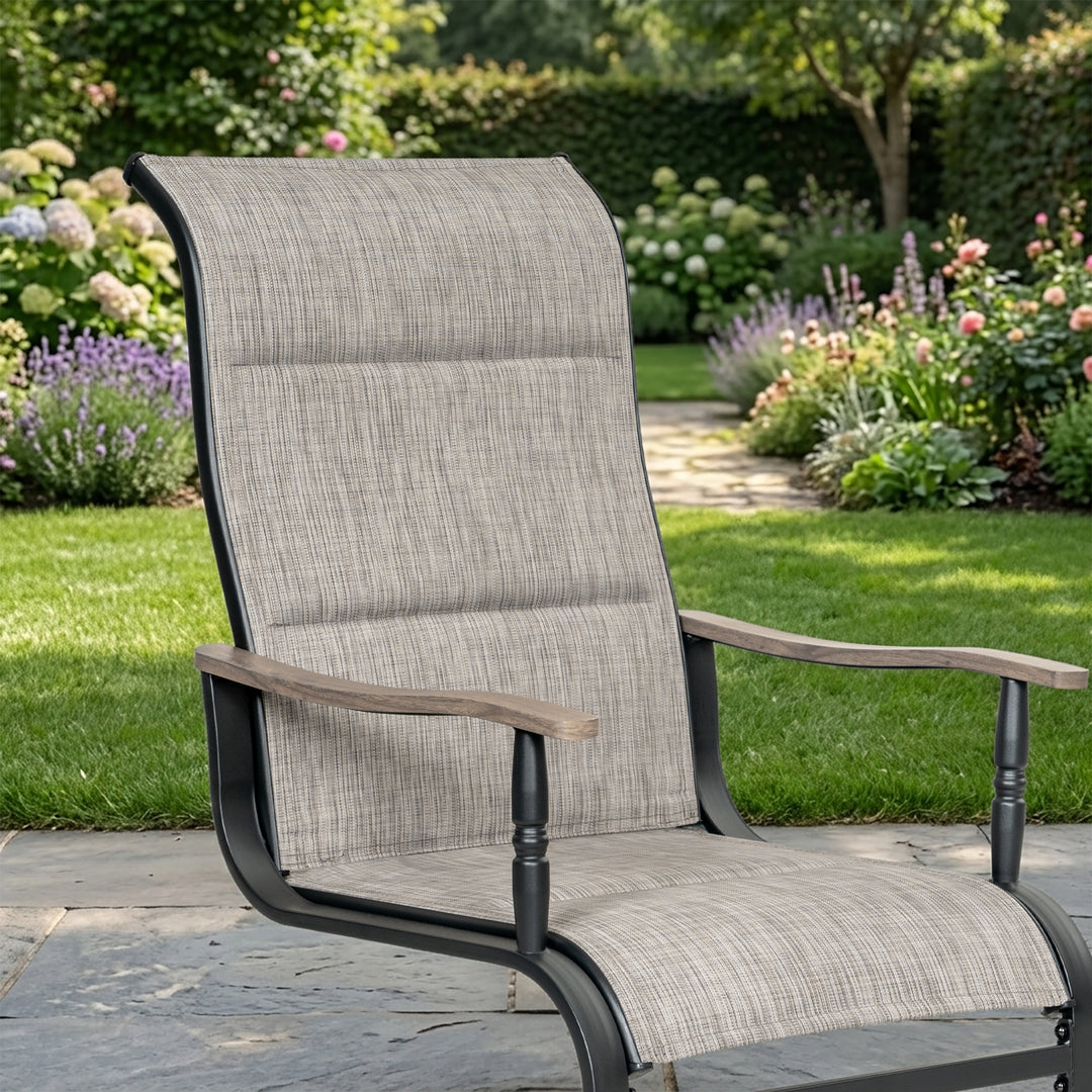 2-Piece Patio Padded Textilene Dining Chair Set, C-Spring Motion