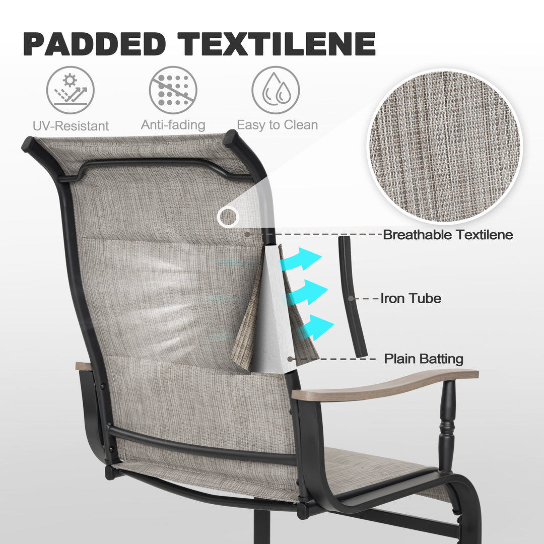 2-Piece Patio Padded Textilene Dining Chair Set, C-Spring Motion