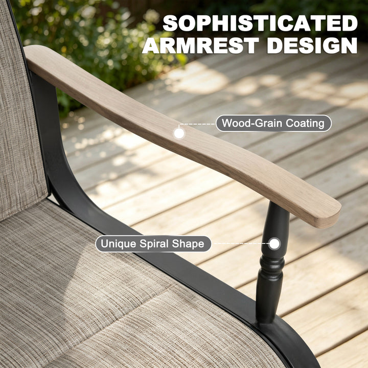 2-Piece Patio Padded Textilene Dining Chair Set, C-Spring Motion
