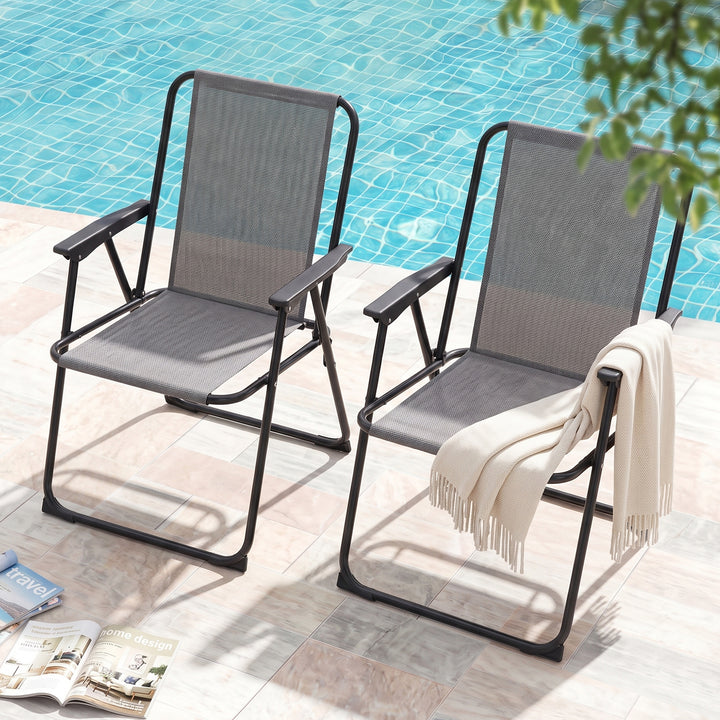 2-Piece Textilene Folding Outdoor Patio Chair Set, No Assembly Required