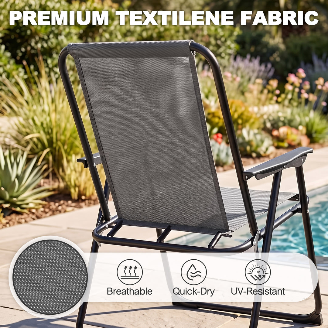 2-Piece Textilene Folding Outdoor Patio Chair Set, No Assembly Required