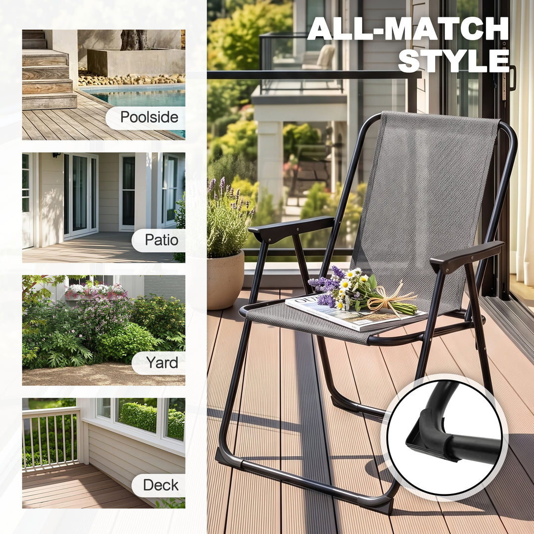 2-Piece Textilene Folding Outdoor Patio Chair Set, No Assembly Required