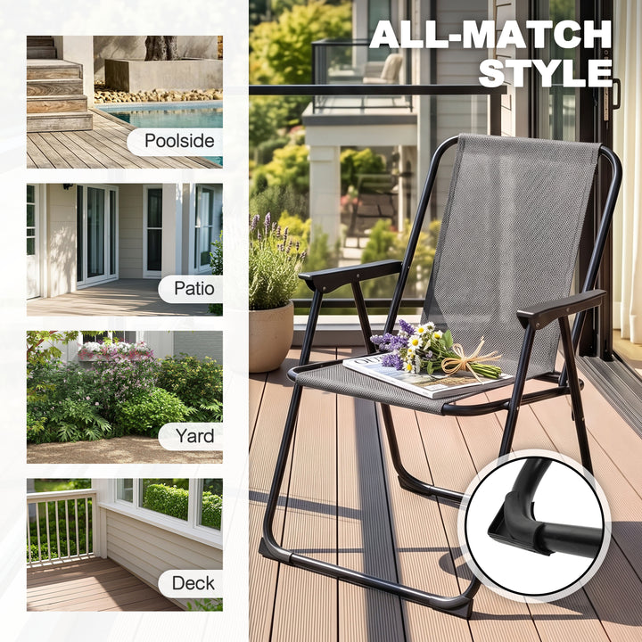2-Piece Textilene Folding Outdoor Patio Chair Set, No Assembly Required