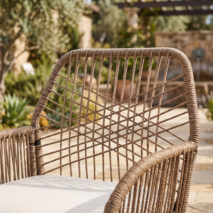 2-Piece Patio Dining Chair Set with Zippered Cushions, Twisted Rattan